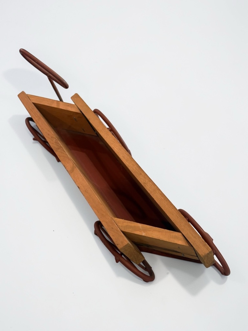 Vintage HOMCO Wood Wagon Wall Pocket Decor W/ Painted Heart Kitchen Mail Shelf - Picture 5 of 11